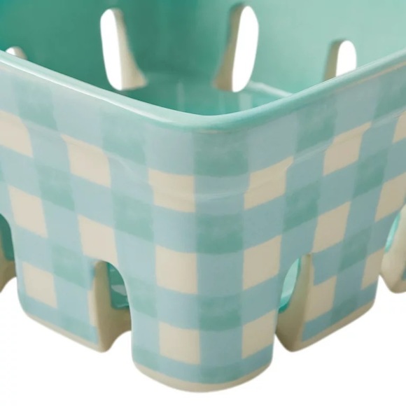 🌺♥️ New The Pioneer Woman Gingham 3-Piece Ceramic Fruit Basket Set - Picture 4 of 8
